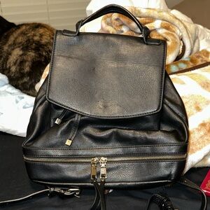 Black Leather Backpack